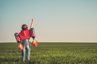 boy with a jet pack and rocket blasters